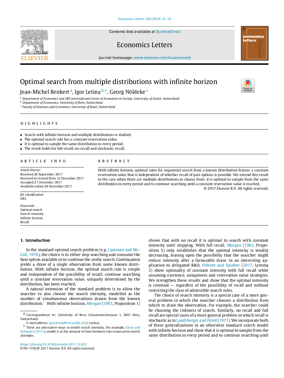 Optimal search from multiple distributions with infinite horizon