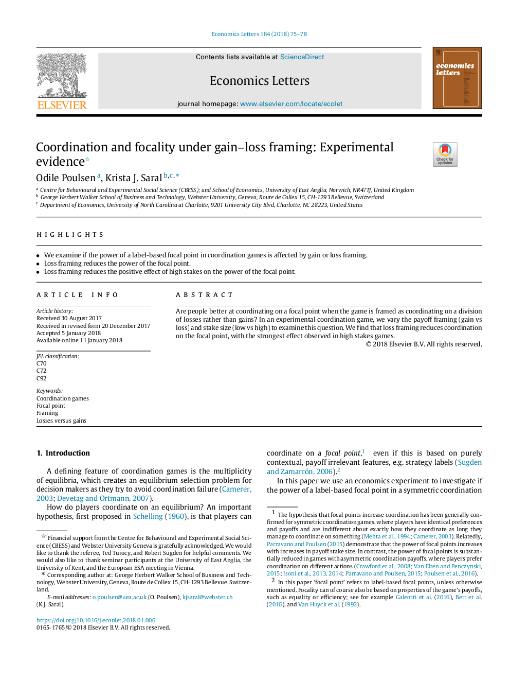 Coordination and focality under gain-loss framing: Experimental evidence