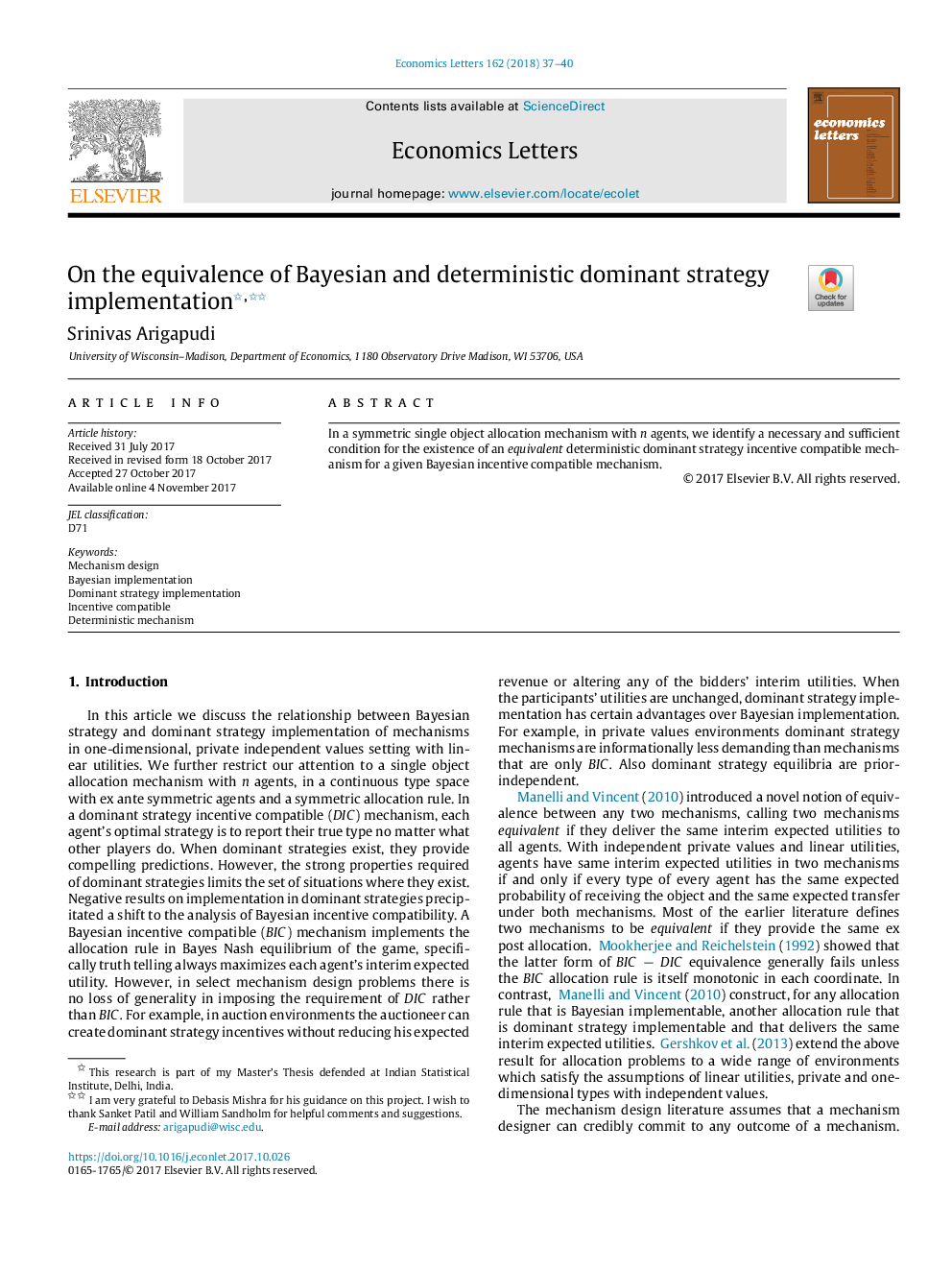 On the equivalence of Bayesian and deterministic dominant strategy implementation