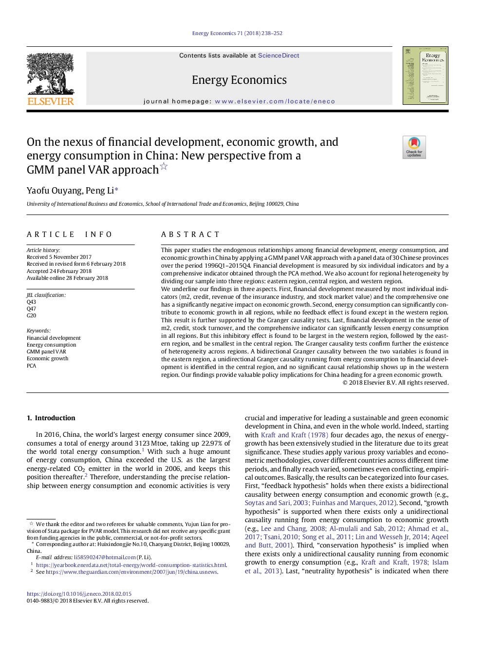 On the nexus of financial development, economic growth, and energyÂ consumption in China: New perspective from a GMMÂ panelÂ VARÂ approach