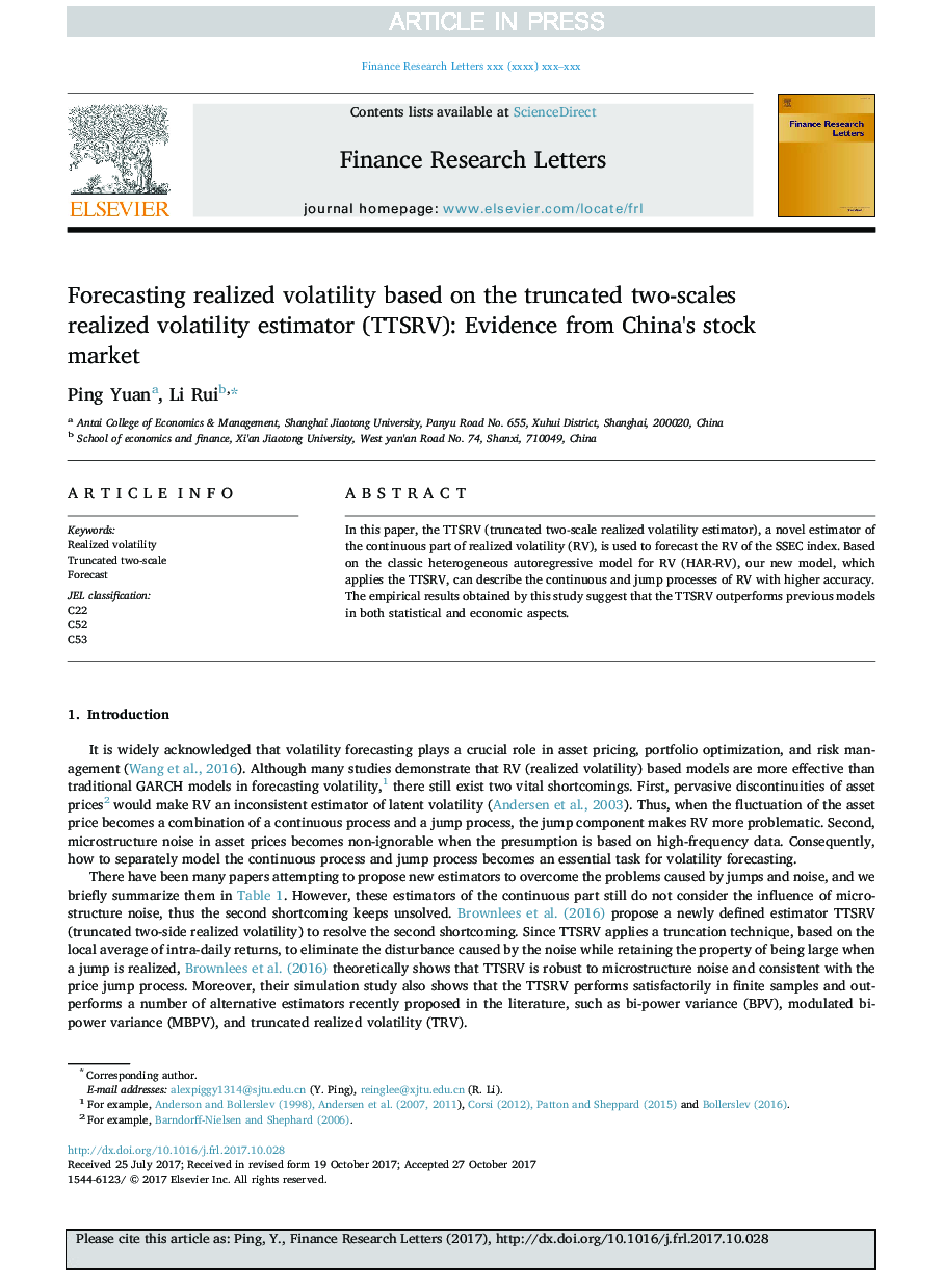 Forecasting realized volatility based on the truncated two-scales realized volatility estimator (TTSRV): Evidence from China's stock market