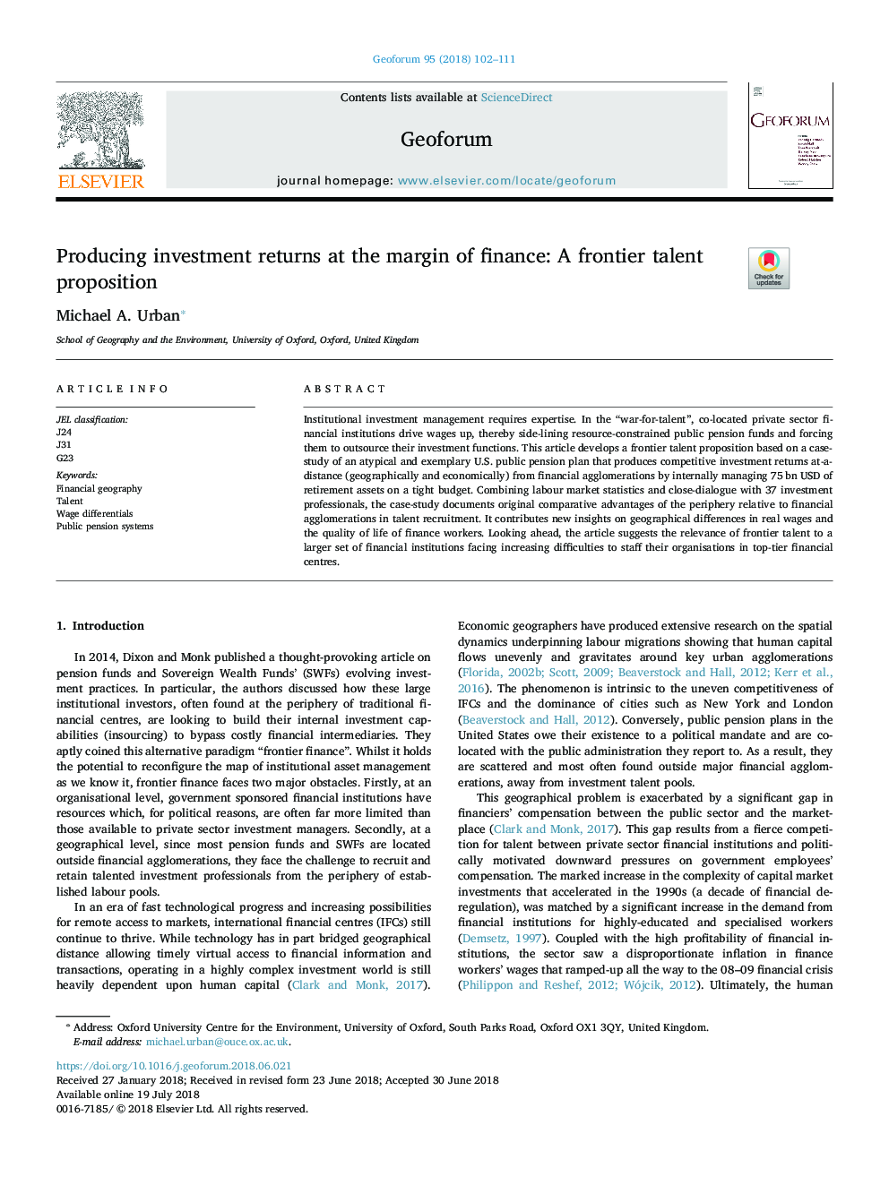 Producing investment returns at the margin of finance: A frontier talent proposition