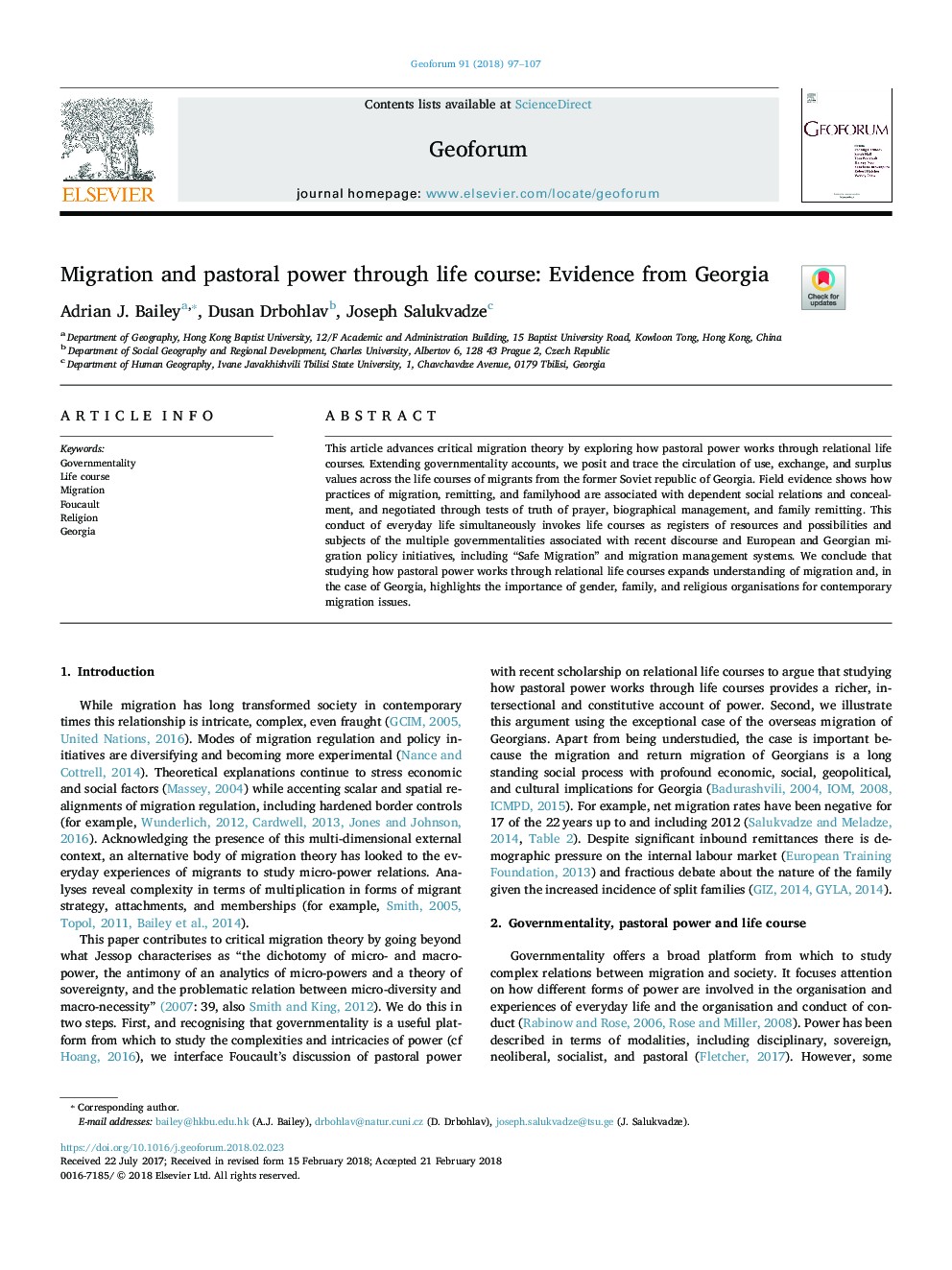 Migration and pastoral power through life course: Evidence from Georgia