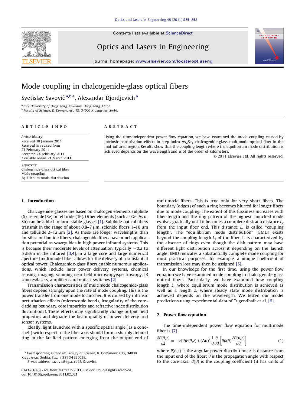 Mode coupling in chalcogenide-glass optical fibers