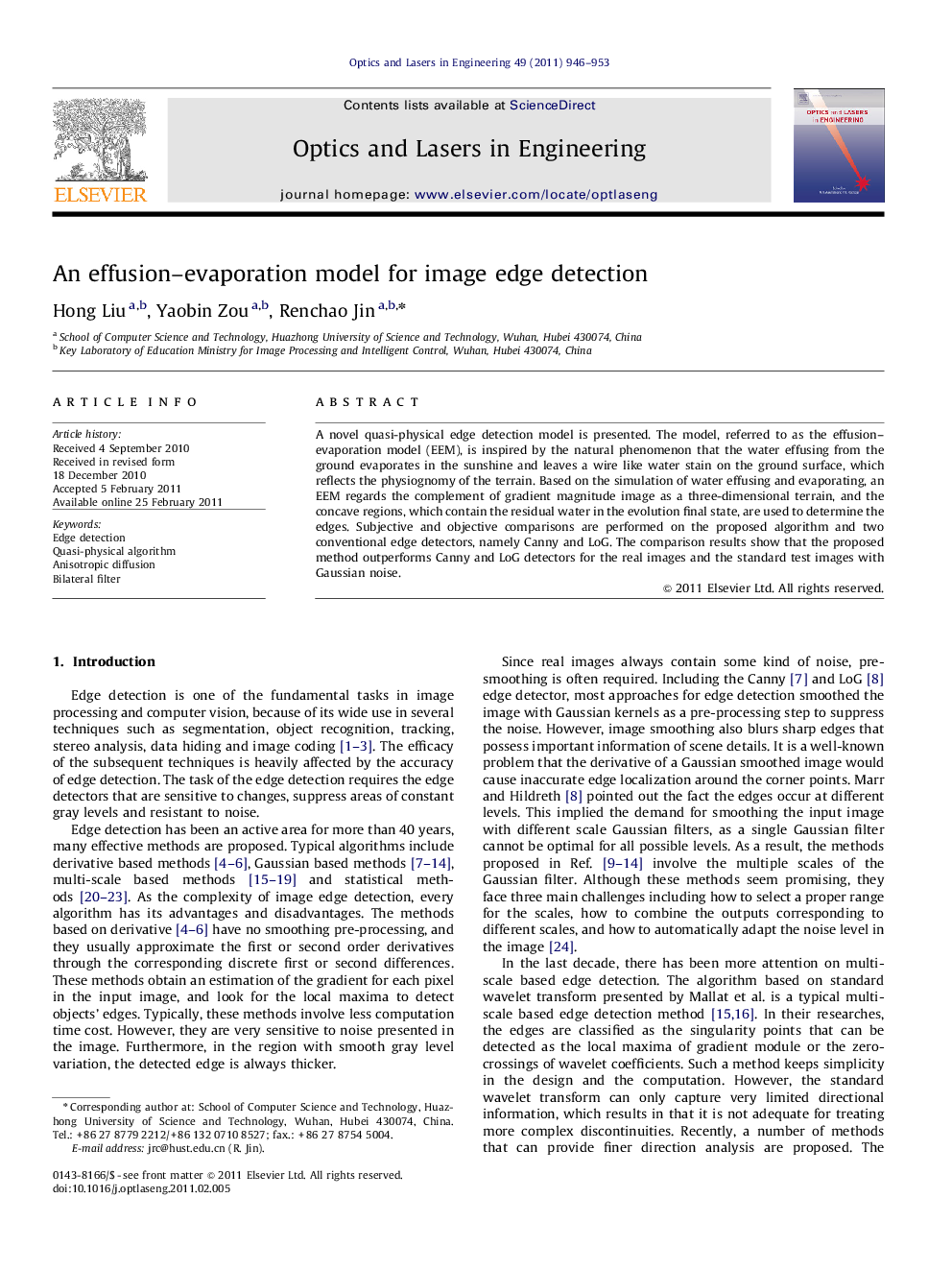 An effusion–evaporation model for image edge detection