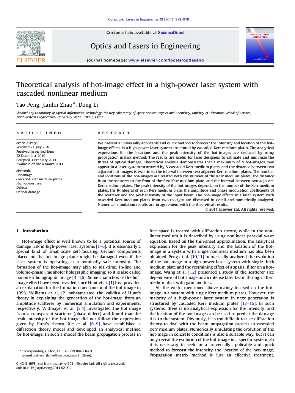 Theoretical analysis of hot-image effect in a high-power laser system with cascaded nonlinear medium