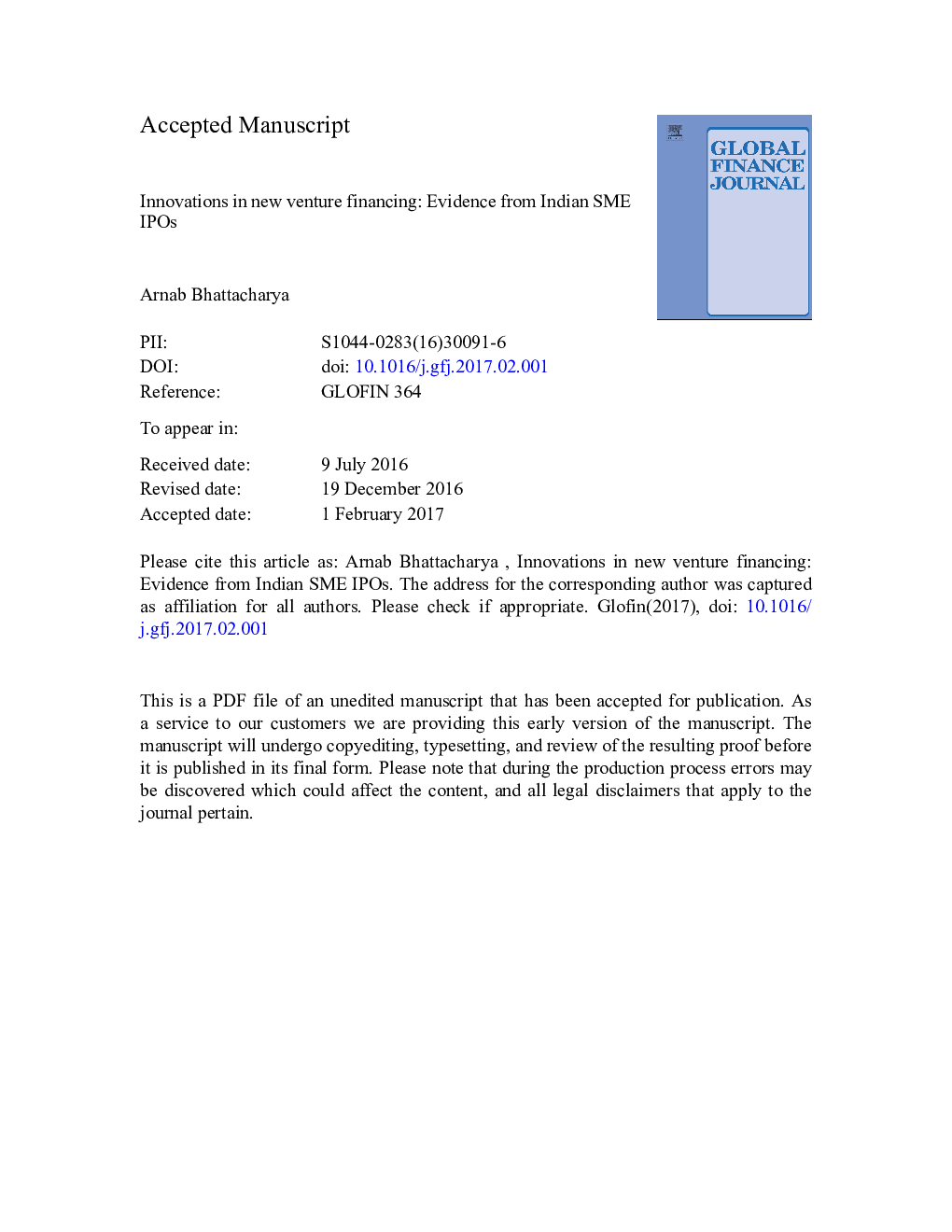 Innovations in new venture financing: Evidence from Indian SME IPOs