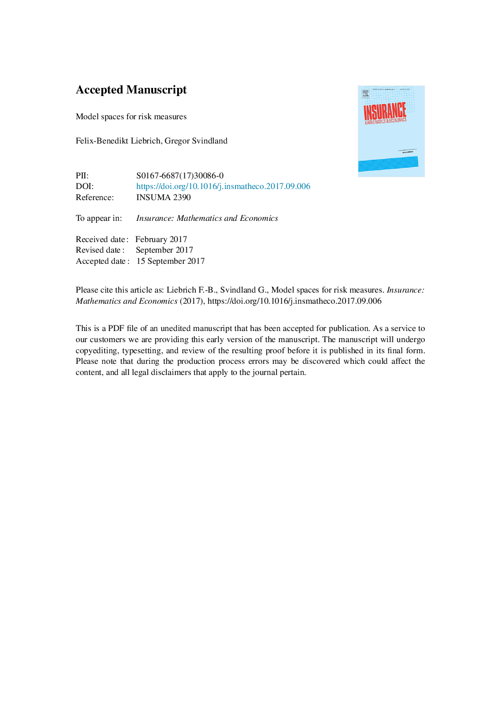 Model spaces for risk measures