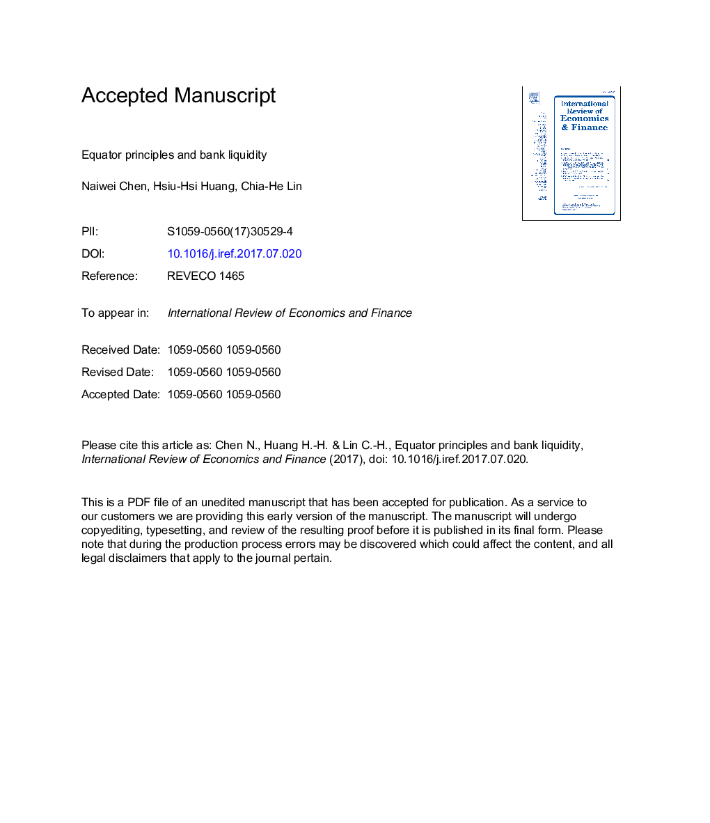 Equator principles and bank liquidity