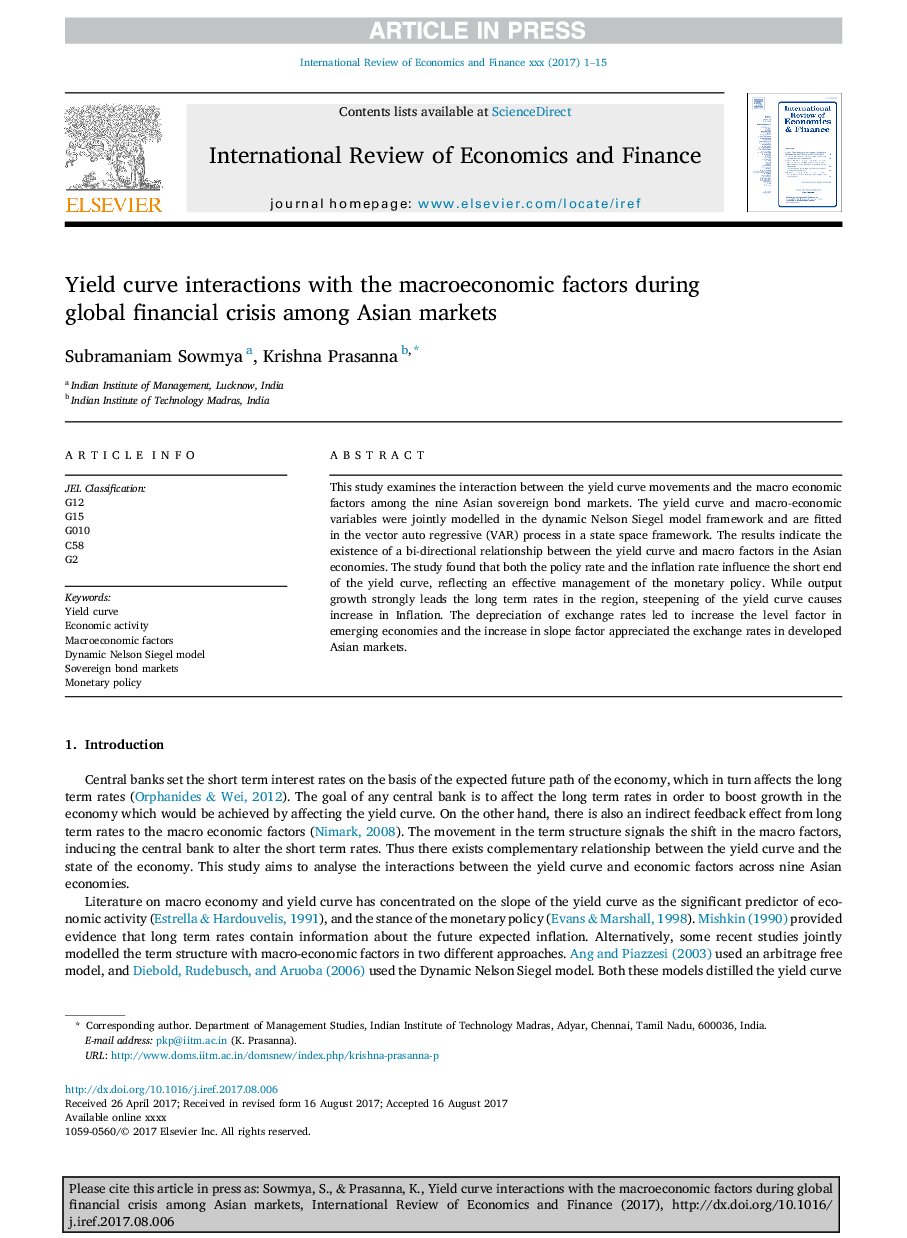 Yield curve interactions with the macroeconomic factors during global financial crisis among Asian markets
