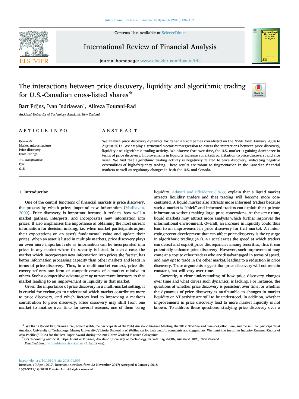 The interactions between price discovery, liquidity and algorithmic trading for U.S.-Canadian cross-listed shares