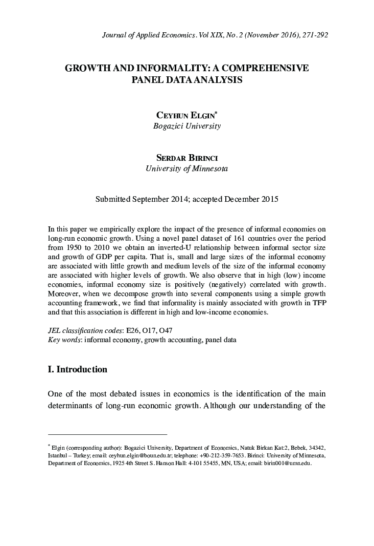 Growth and informality: a comprehensive panel data analysis