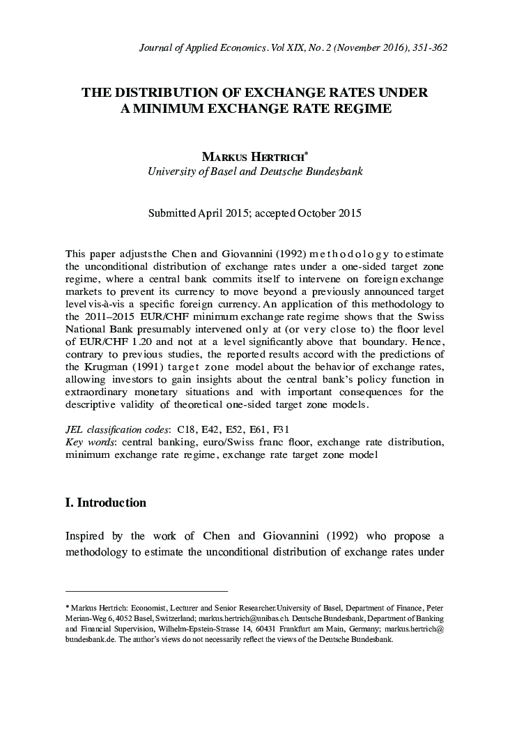 The distribution of exchange rates under a minimum exchange rate regime