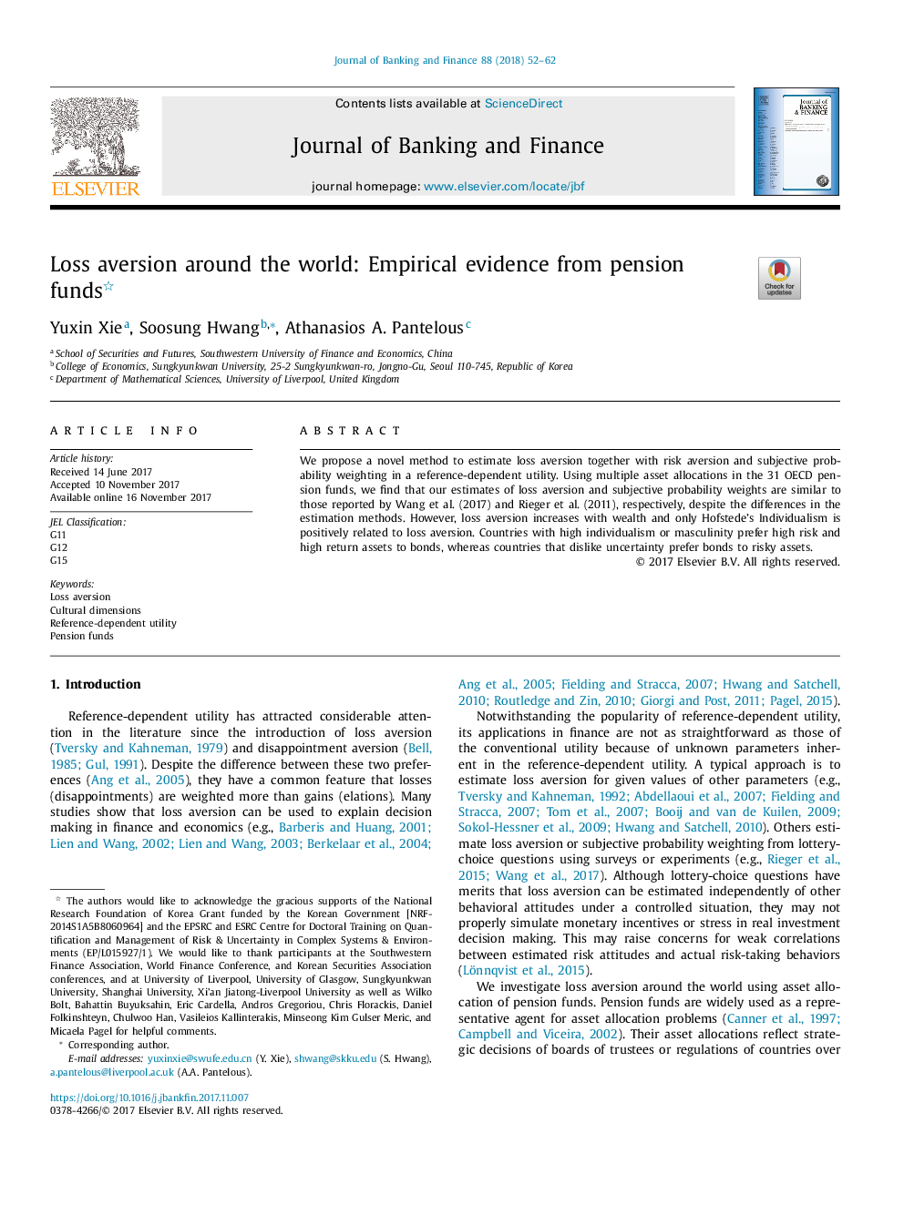 Loss aversion around the world: Empirical evidence from pension funds