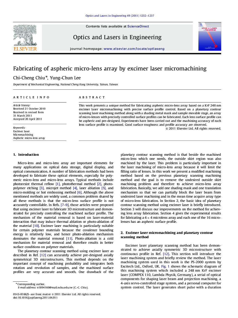 Fabricating of aspheric micro-lens array by excimer laser micromachining