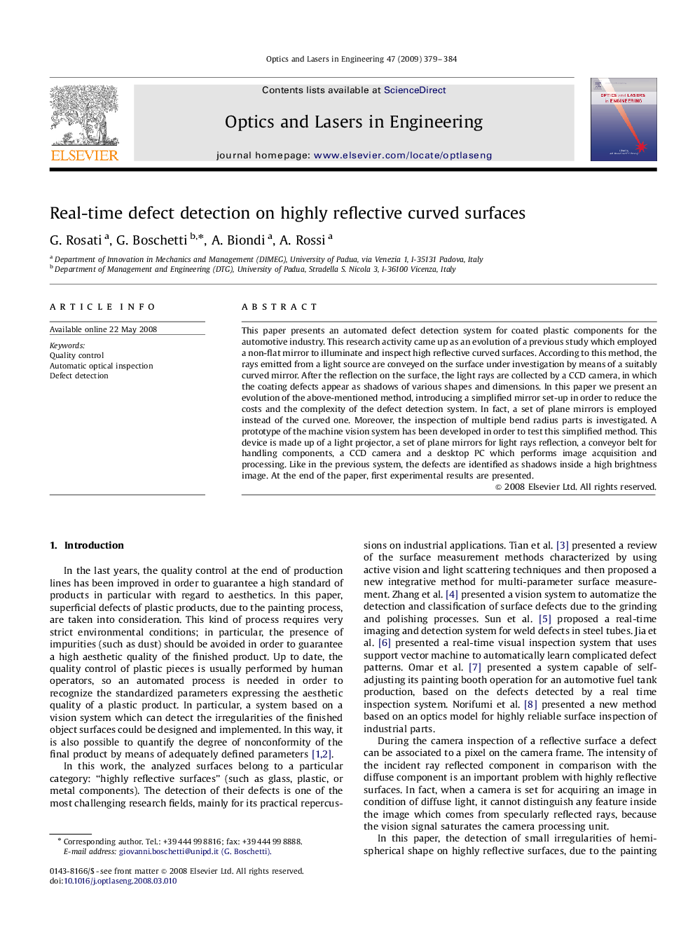 Real-time defect detection on highly reflective curved surfaces