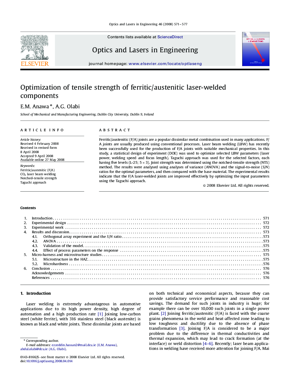 Optimization of tensile strength of ferritic/austenitic laser-welded components