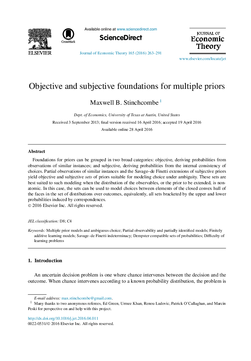 Objective and subjective foundations for multiple priors
