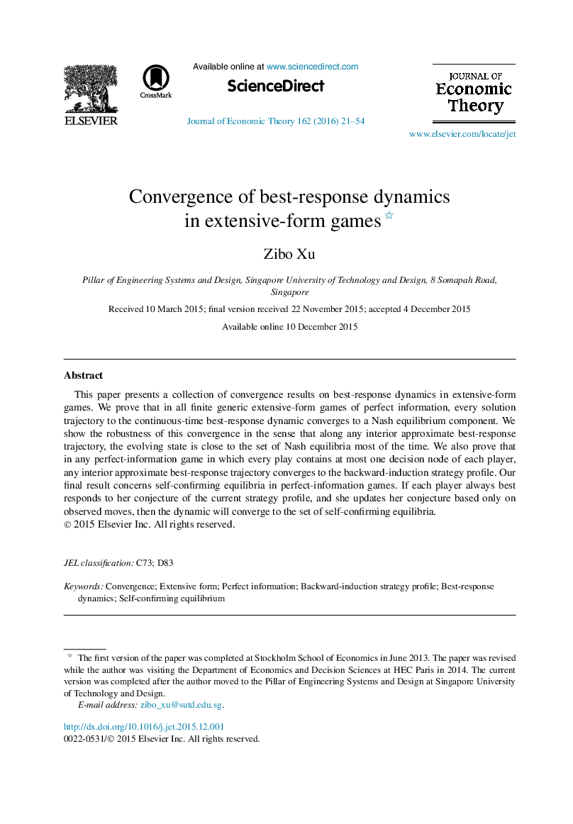 Convergence of best-response dynamics in extensive-form games