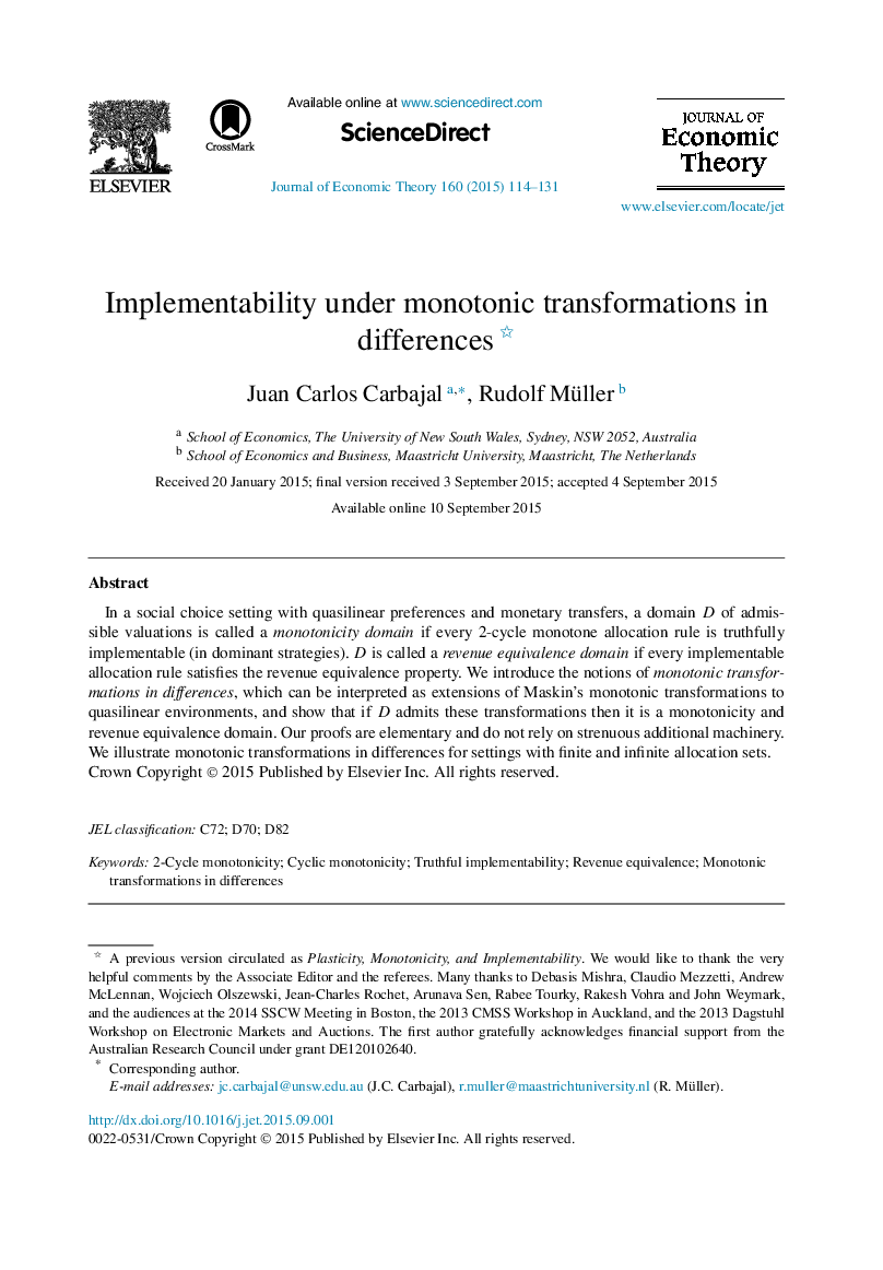 Implementability under monotonic transformations in differences