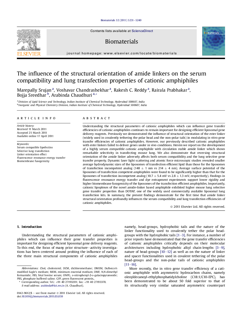 The influence of the structural orientation of amide linkers on the serum compatibility and lung transfection properties of cationic amphiphiles