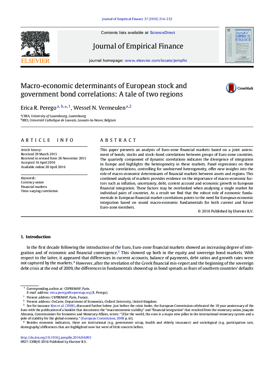 Macro-economic determinants of European stock and government bond correlations: A tale of two regions