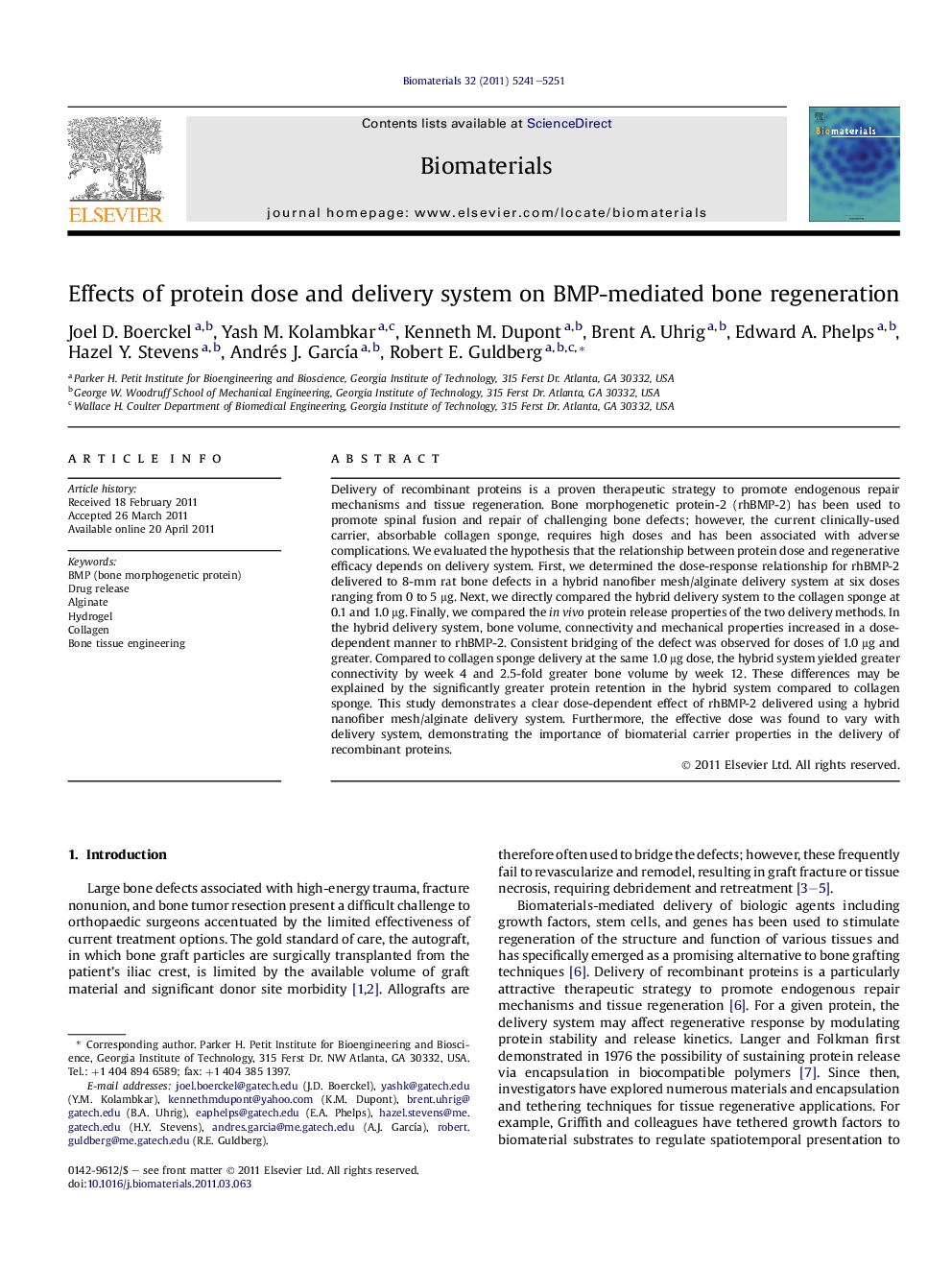 Effects of protein dose and delivery system on BMP-mediated bone regeneration