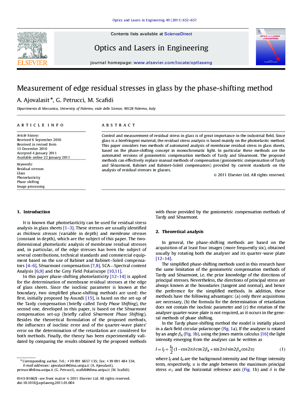 Measurement of edge residual stresses in glass by the phase-shifting method