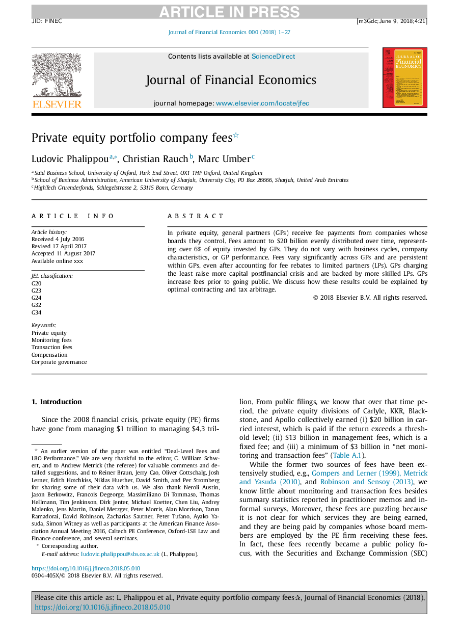 Private equity portfolio company fees