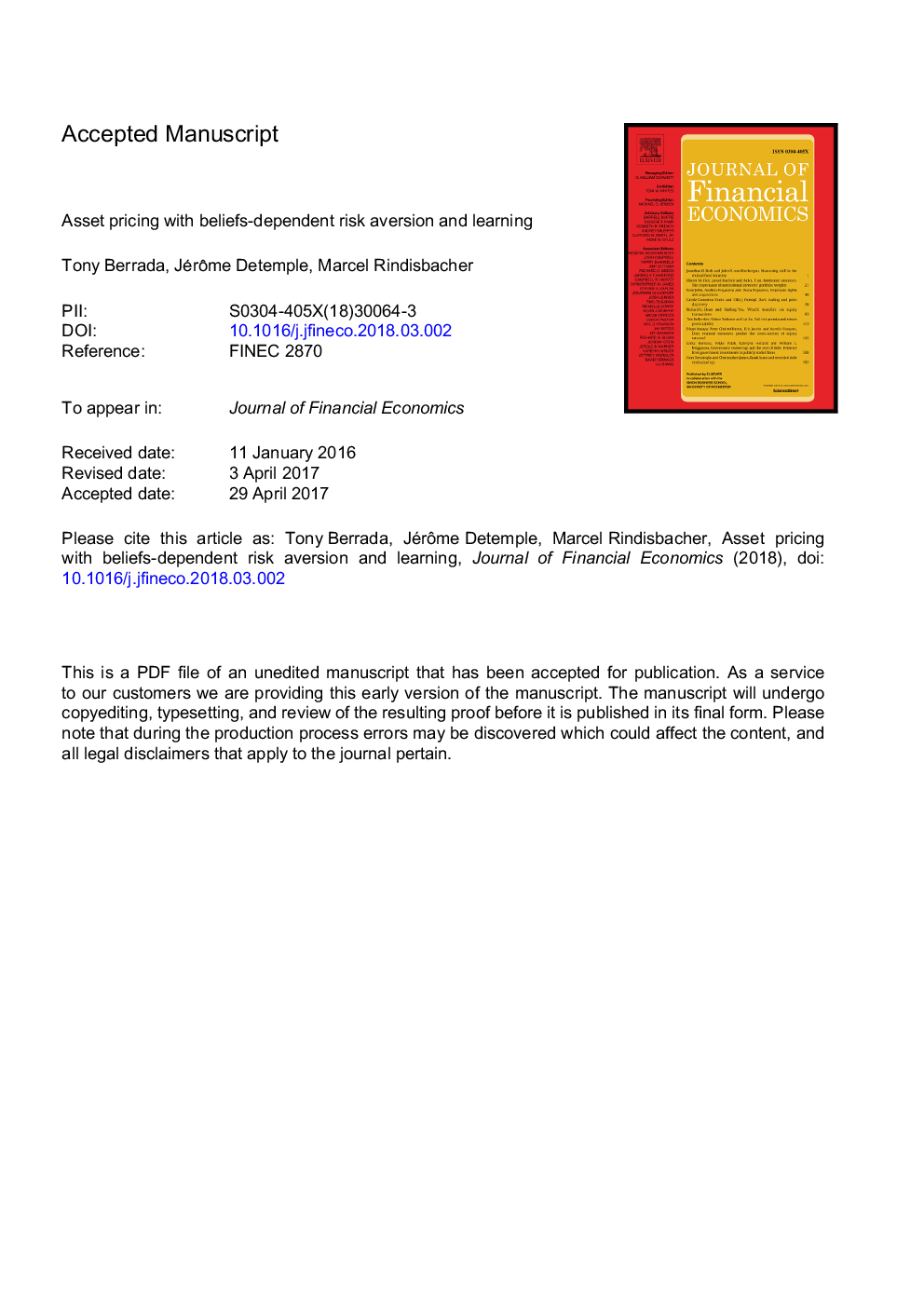 Asset pricing with beliefs-dependent risk aversion and learning