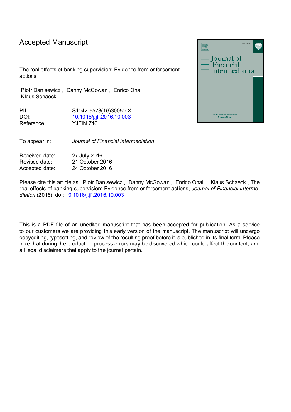 The real effects of banking supervision: Evidence from enforcement actions