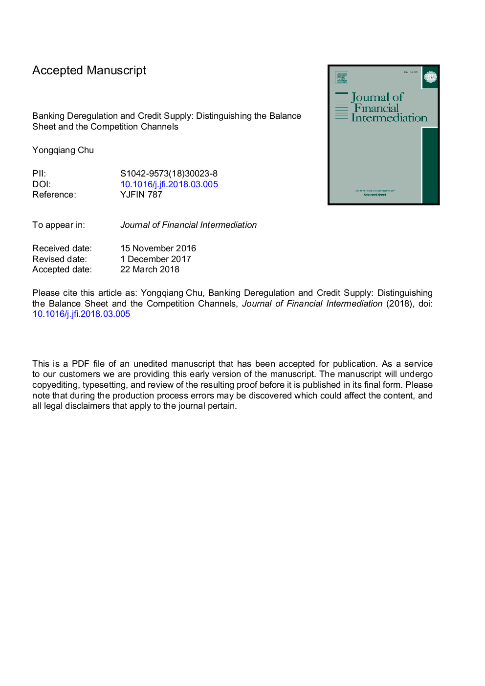 Banking deregulation and credit supply: Distinguishing the balance sheet and the competition channels