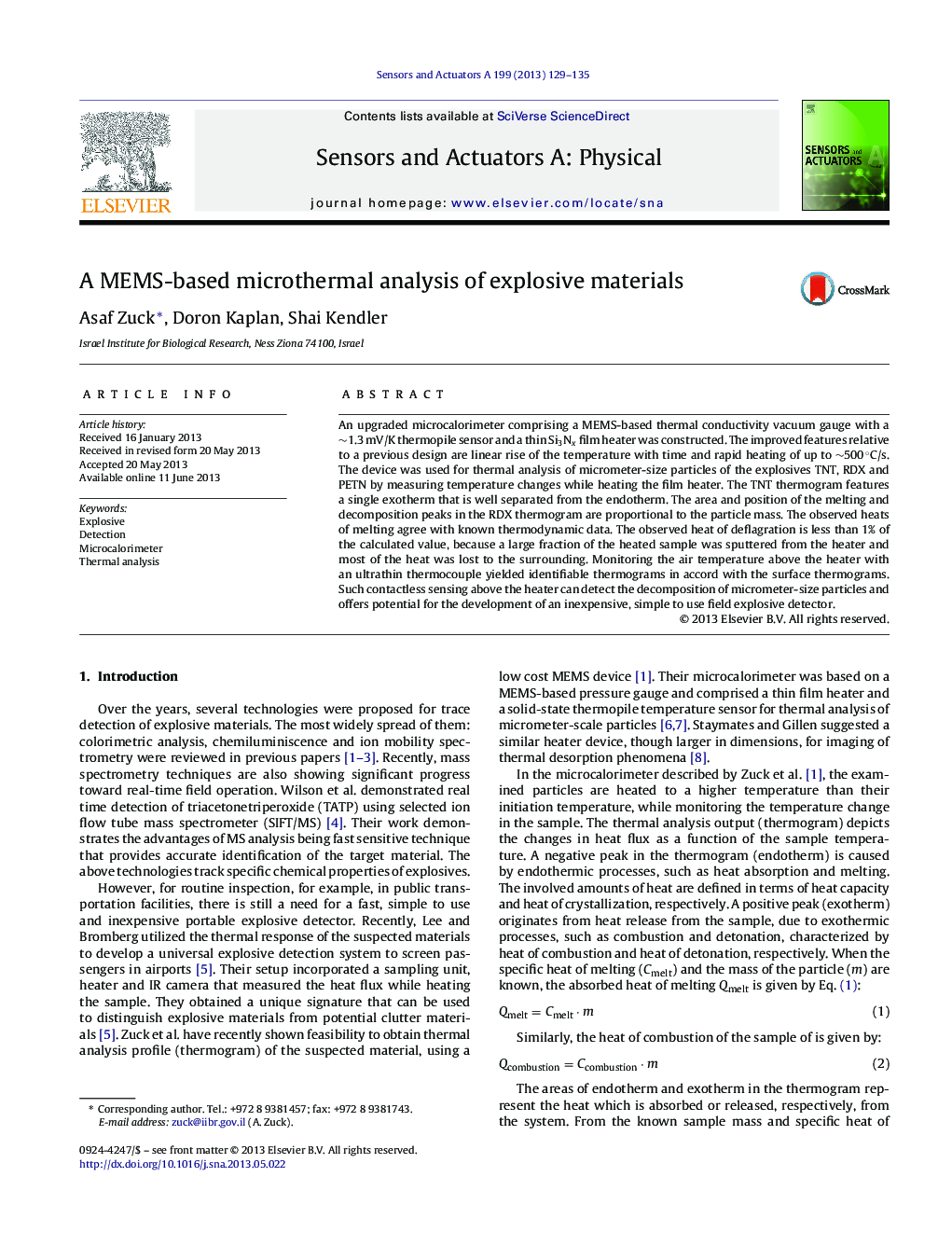 A MEMS-based microthermal analysis of explosive materials