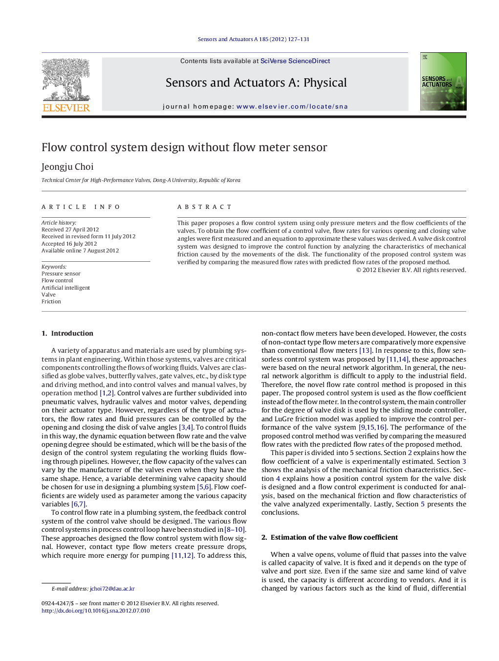 Flow control system design without flow meter sensor