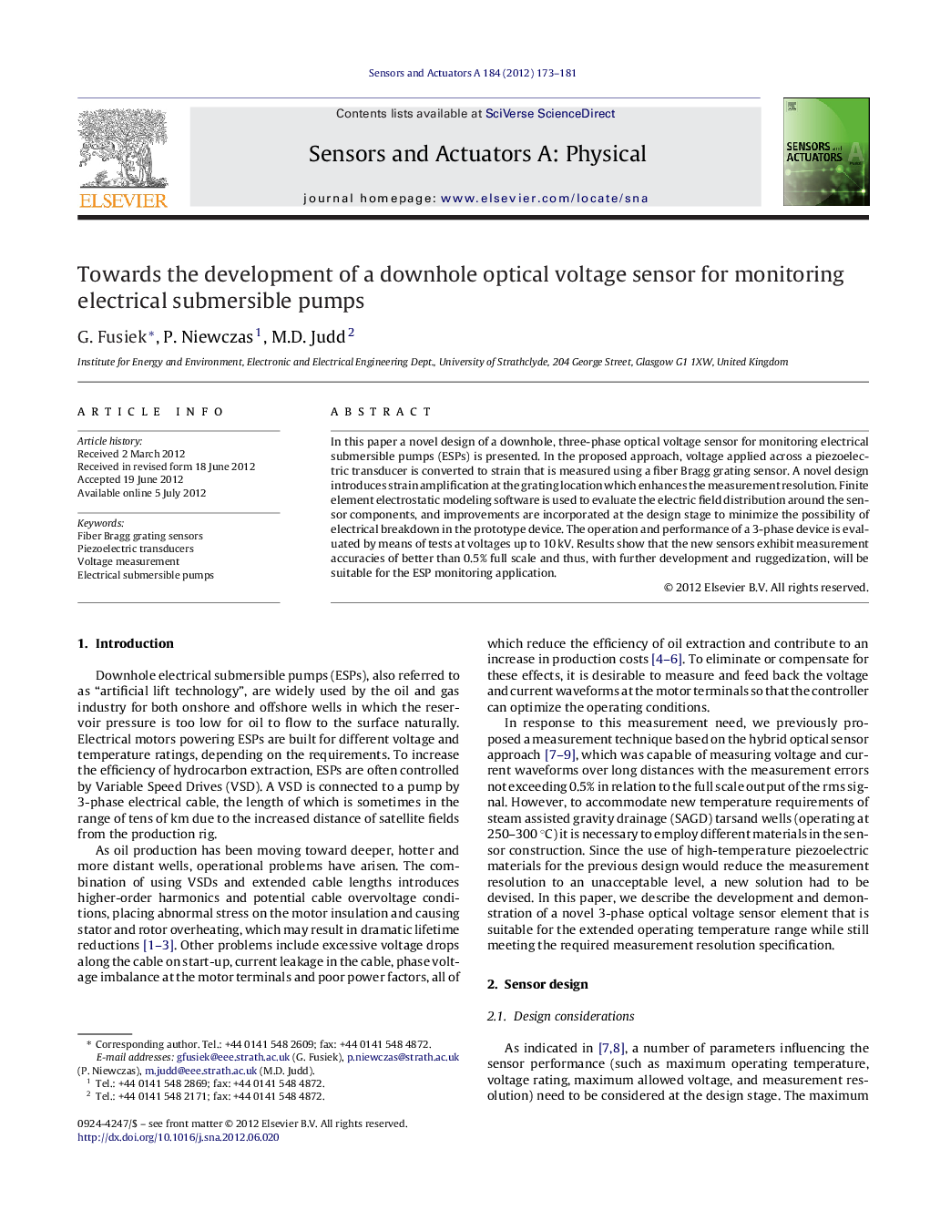 Towards the development of a downhole optical voltage sensor for monitoring electrical submersible pumps