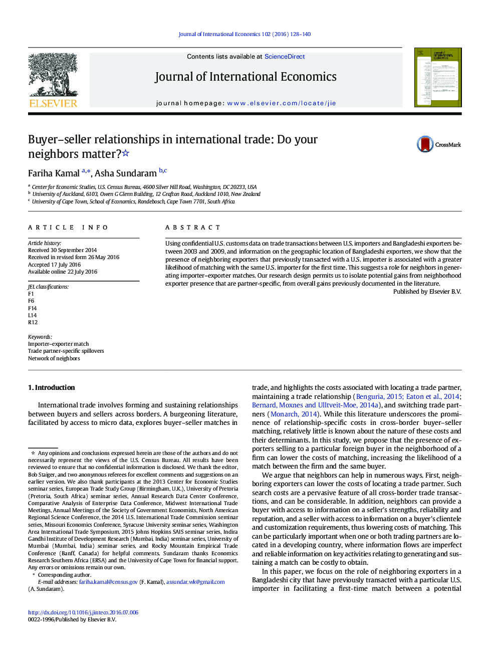 Buyer-seller relationships in international trade: Do your neighbors matter?