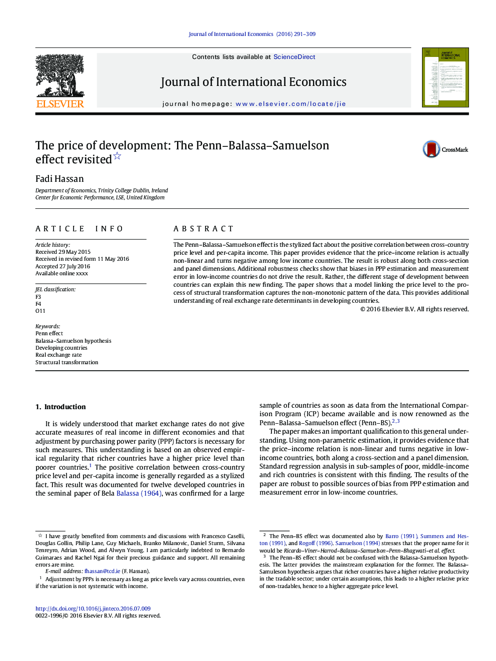 The price of development: The Penn-Balassa-Samuelson effectÂ revisited