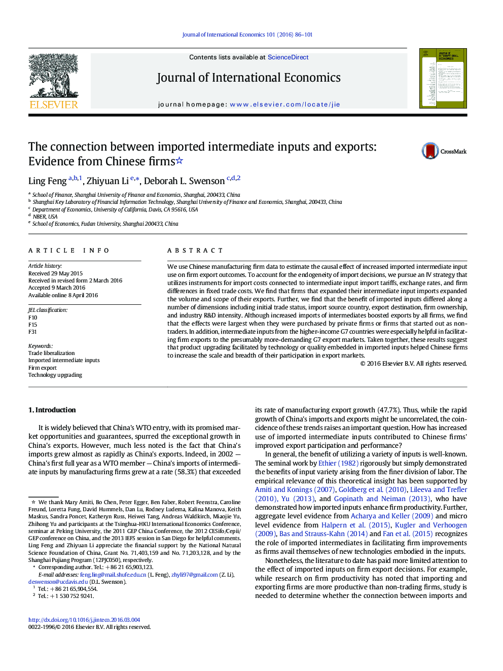 The connection between imported intermediate inputs and exports: Evidence from Chinese firms