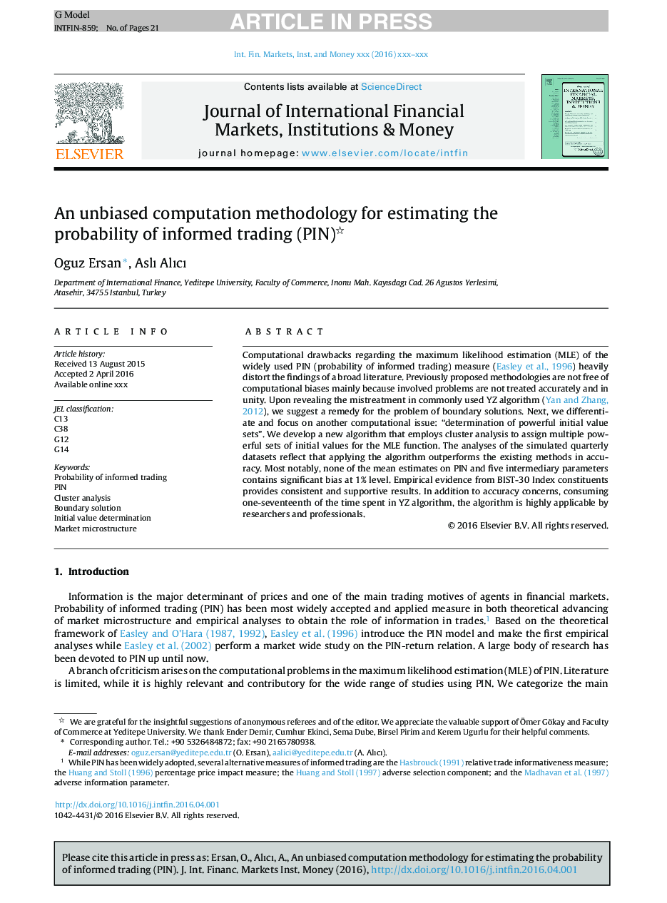 An unbiased computation methodology for estimating the probability of informed trading (PIN)