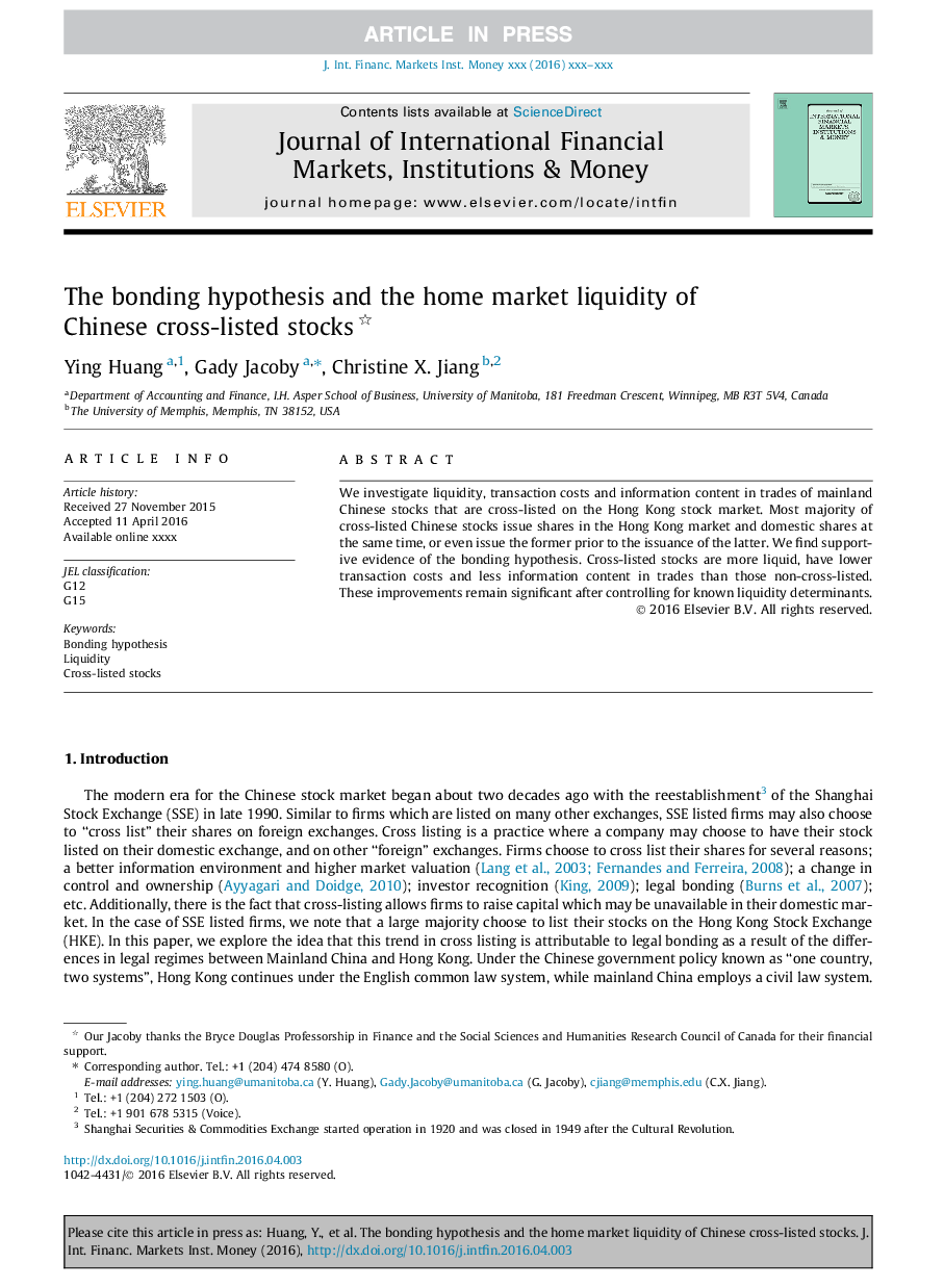 The bonding hypothesis and the home market liquidity of Chinese cross-listed stocks