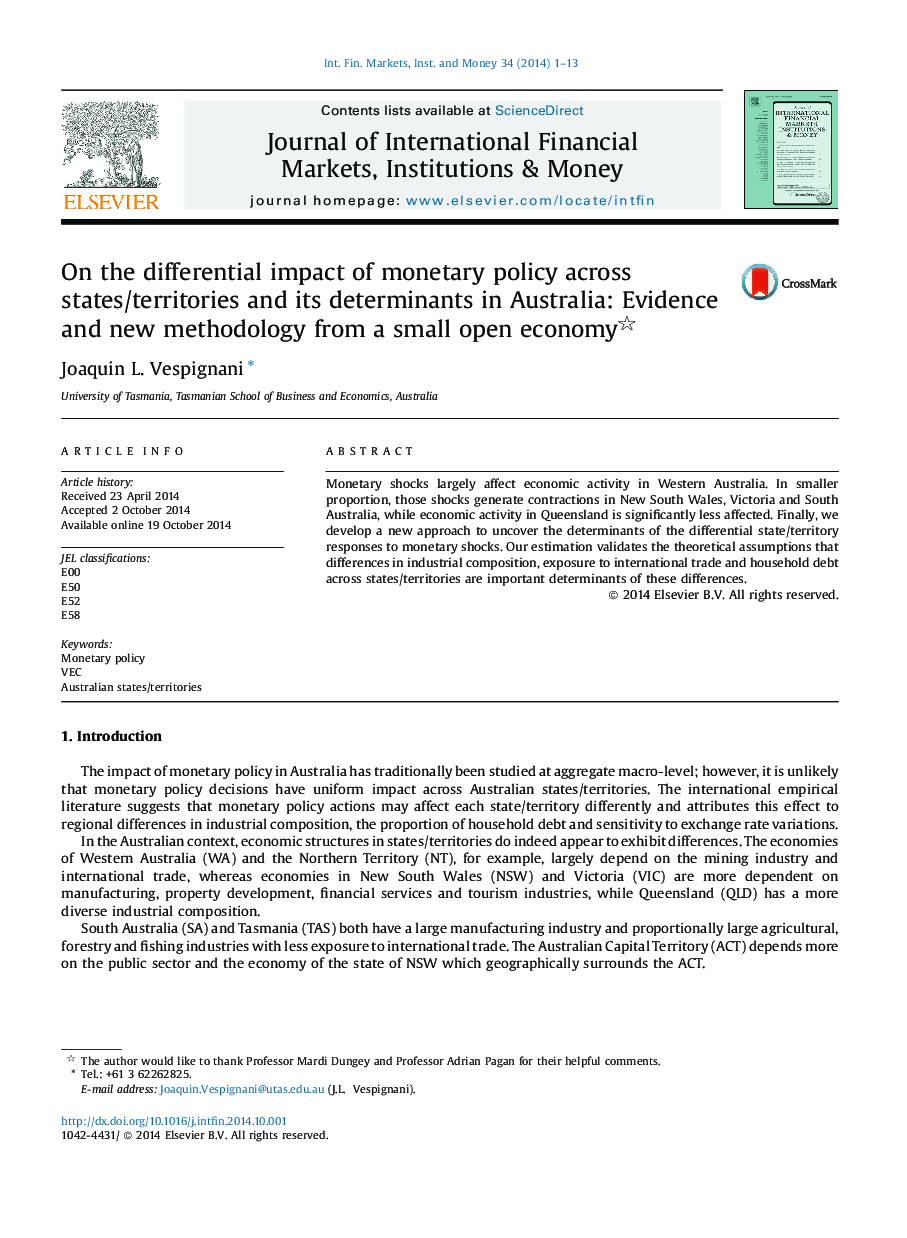 On the differential impact of monetary policy across states/territories and its determinants in Australia: Evidence and new methodology from a small open economy