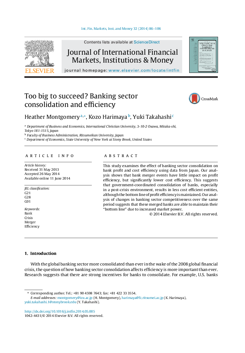 Too big to succeed? Banking sector consolidation and efficiency