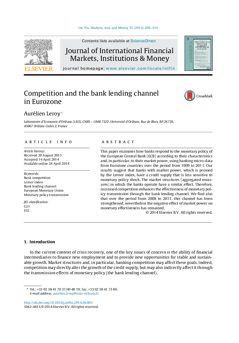 Competition and the bank lending channel in Eurozone