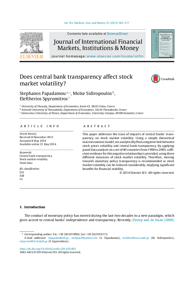 Does central bank transparency affect stock market volatility?