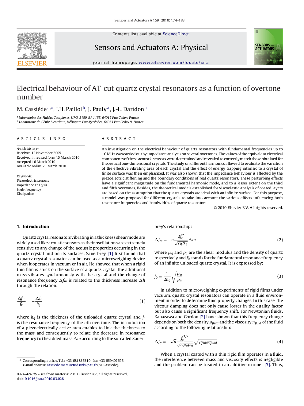 Electrical behaviour of AT-cut quartz crystal resonators as a function of overtone number