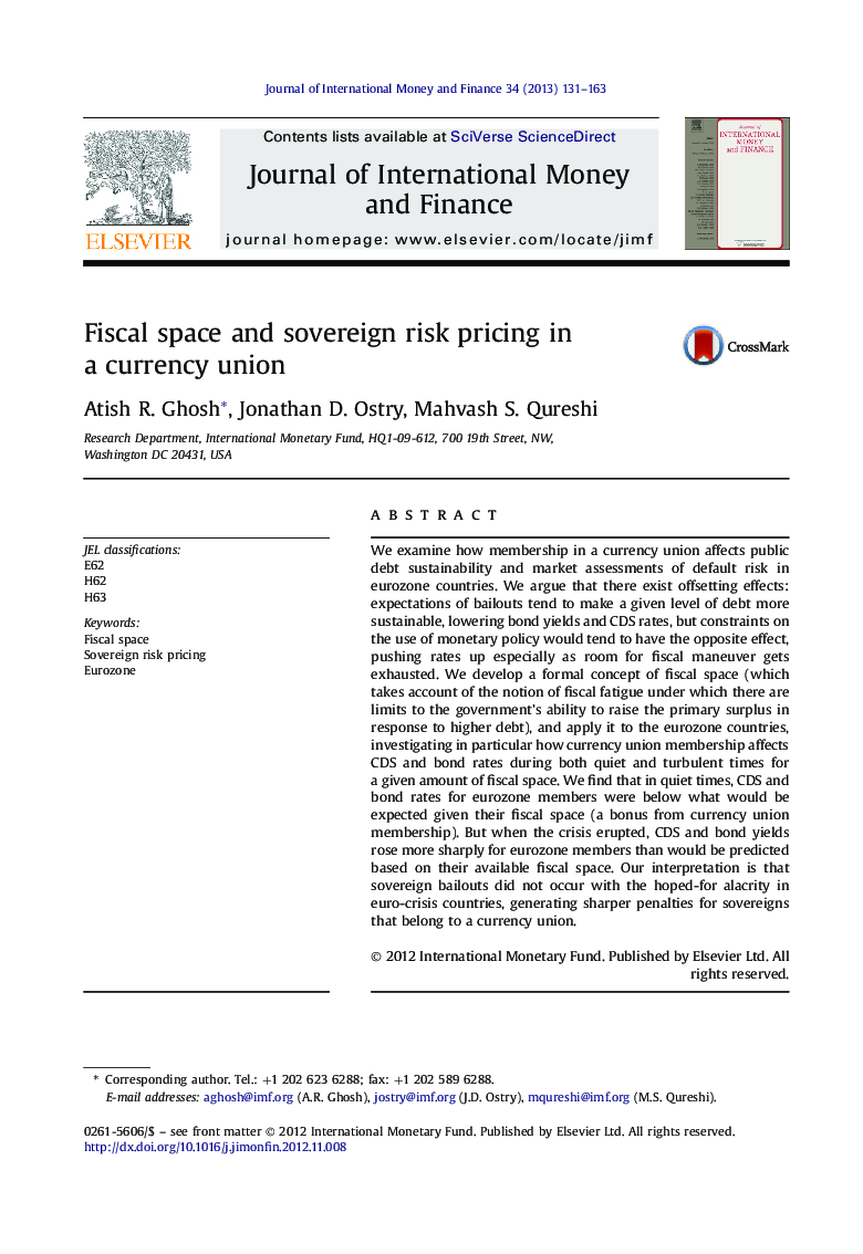 Fiscal space and sovereign risk pricing in a currency union