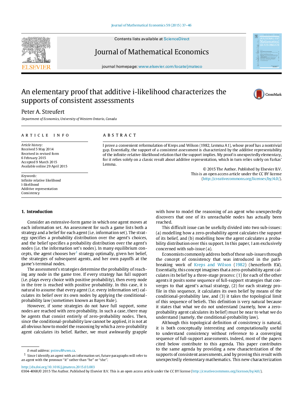 An elementary proof that additive i-likelihood characterizes the supports of consistent assessments