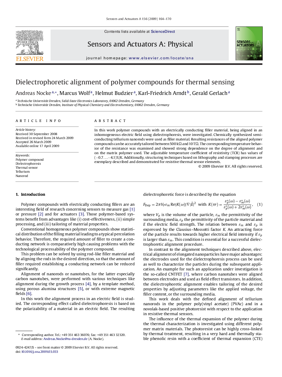 Dielectrophoretic alignment of polymer compounds for thermal sensing