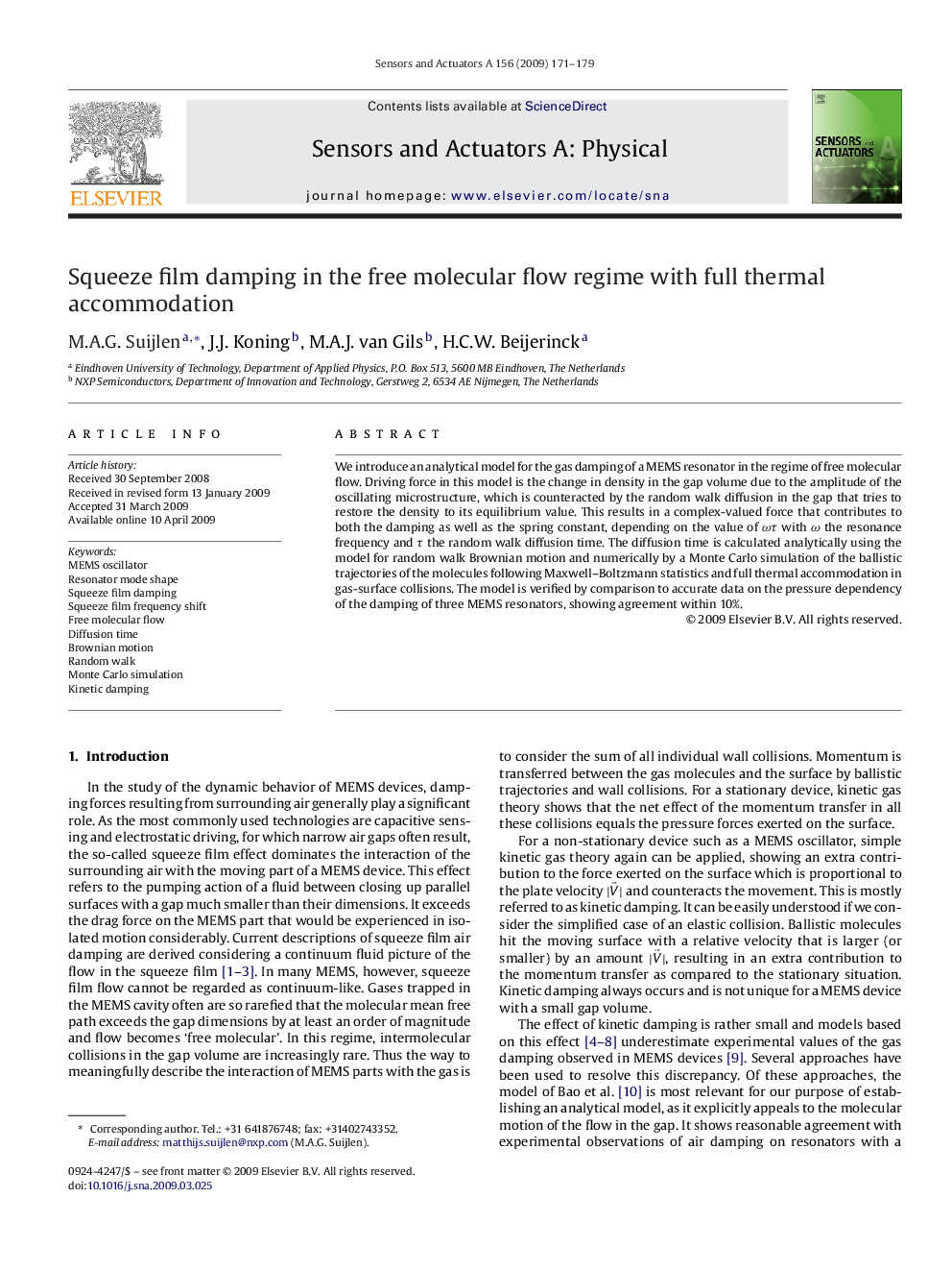 Squeeze film damping in the free molecular flow regime with full thermal accommodation