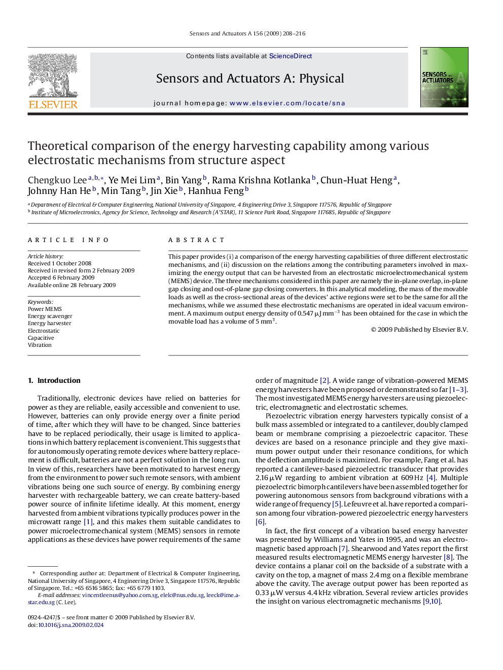 Theoretical comparison of the energy harvesting capability among various electrostatic mechanisms from structure aspect